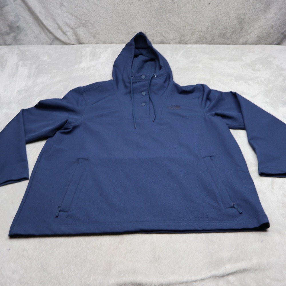 North Face Hoodie Women XL Blue Teckno Ridge Snap Neck Pullover Water Resistant
